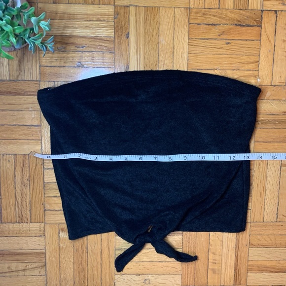 NEW! FAUX VELVET STYLE FRONT TIE TUBE TOP SLEEVELESS CROP PARTY TOP SHIRT - Picture 5 of 8